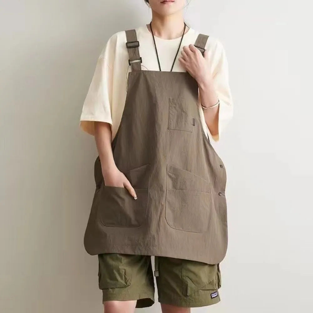New Double-Sided Kitchen Apron Waterproof Pure Color Waist Apron Adjustable Multi-scene Workwear Apron Household Kitchen Quake Coffee