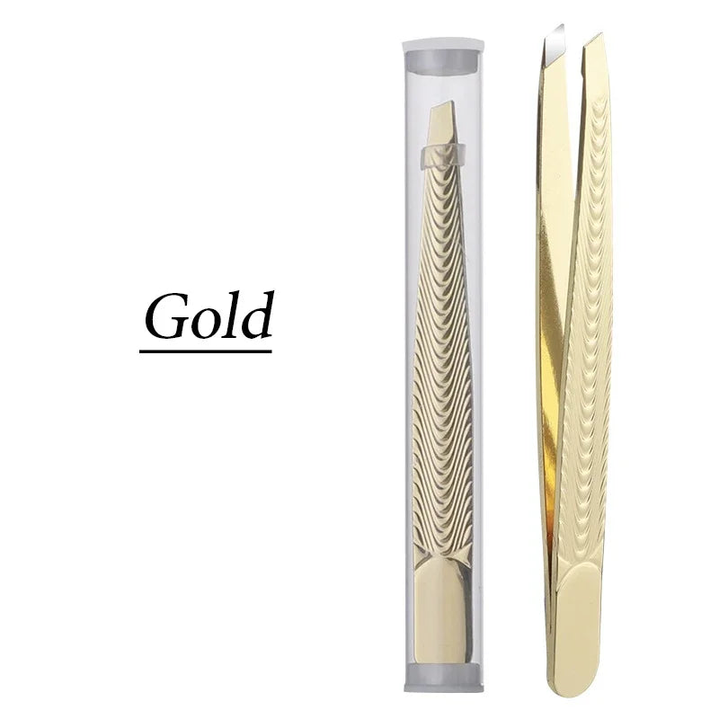 For Face Lash Makeup Tools Beard Eyelash Trimmer Men Removal Clip Women Professional Eyebrow Tweezer Brow Stainless Hair Plucker Quake M158 Gold