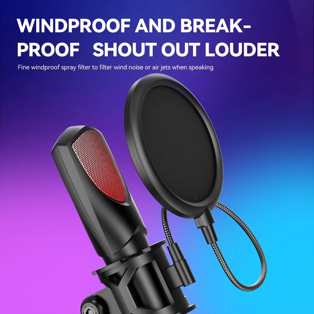 RGB Gaming Condenser Microphone,USB Gaming Microphone Kit for Laptops,PC Podcasts,Gaming,Voiceovers,Vocals & Instruments Quake