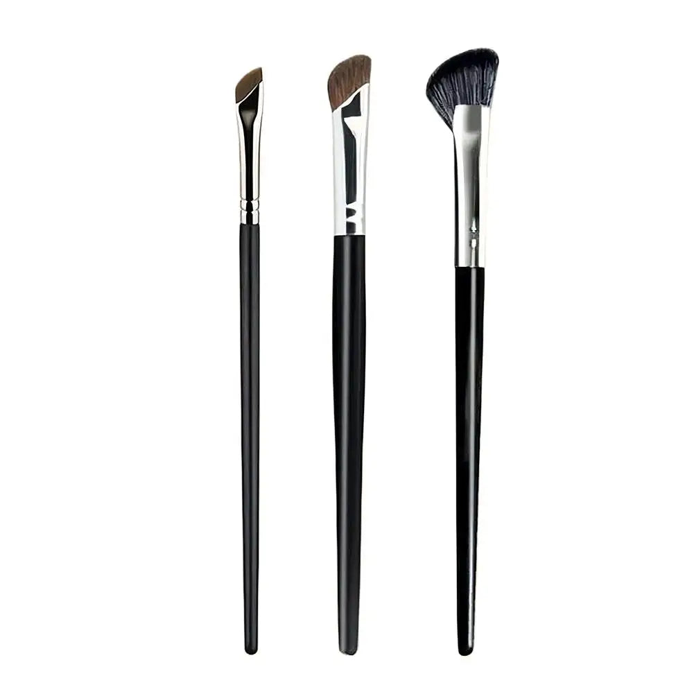 3PCS Nose Brush Set Nose Contour Brush Sculpting Half Fan-Shape Nose Shadow Brush Angled Concealer Brush Under Eye Cosmetics Quake 3ppcs kit