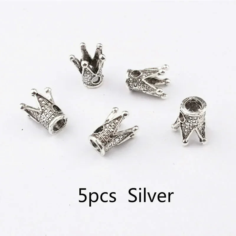 5 Pcs Viking Beads 12 Kinds 5mm Silver Beads for Braiding Dreadlock Hair Decor Cuff Clip Beaded Hair Scrunchies Tibet Bead Tube Quake NO.10