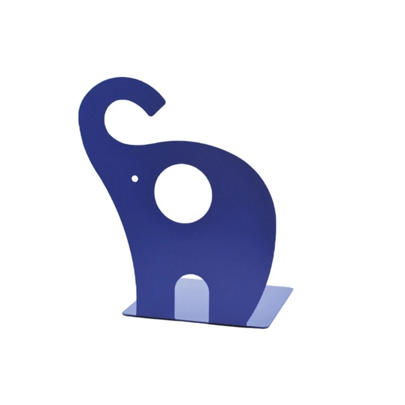 Metal Elephant Bookend for Desk Storage, Decorative Book Support with Smooth Painted Finish for Shelf and Office Files K1KF Quake