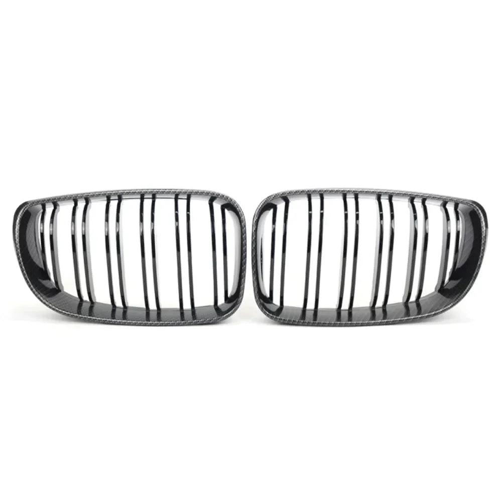 For BMW 1 Series E87 E81 E82 E88 2008-2011 2x Car ABS Grille Front Kidney Grill Doulbe Line Style 51137354949 51137354950 Parts Quake