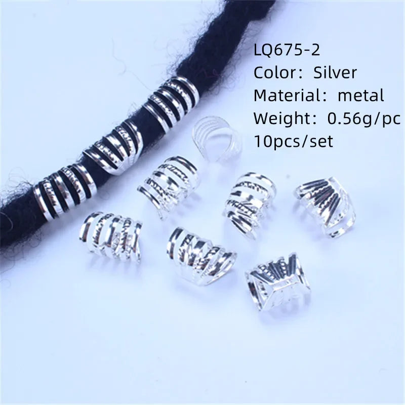5/10Pcs Gold Charms Diy Hairs Braid Dread Dreadlock Beads Hair Ring Rope Elastic Hair Bands Ponytail Hairstyle Hair Accessories Quake 10pcs NO.1