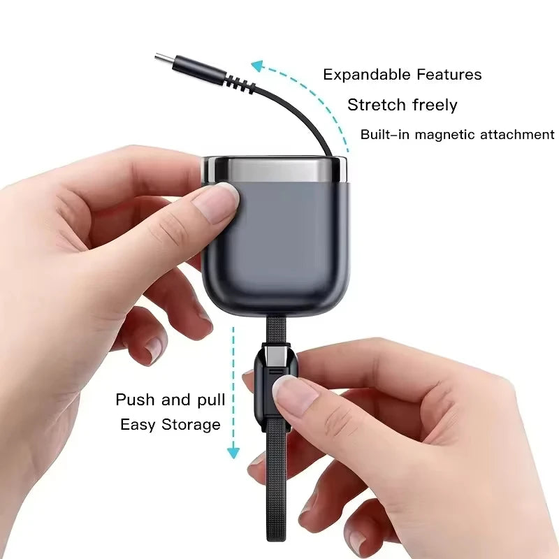 240W PD Retractable USB C Cable Single Core Fast Charging Cord Portable Tangle-Free Travel Business Office Safe Stable Charging Quake