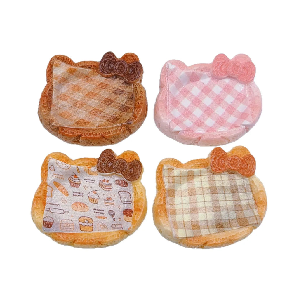 10Pcs Kawaii Cartoon Bowknot Plaid Woven Basket Miniature Dollhouse Resin For Basket Model DIY Ornament Doll Toys Accessories Quake
