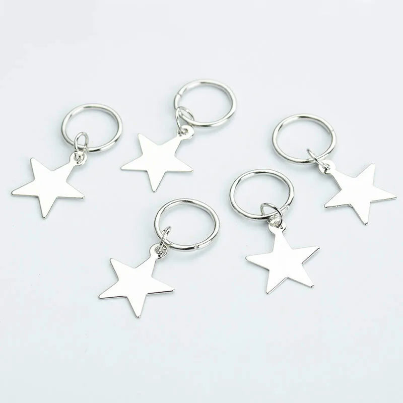 5-10pcs/set Hair Braids Tools Hair Accessories Personality DIY Pendant Coin Ring Leaves Pendant Rings Decor Braiding Hair Braids Quake 5pcs NO.22