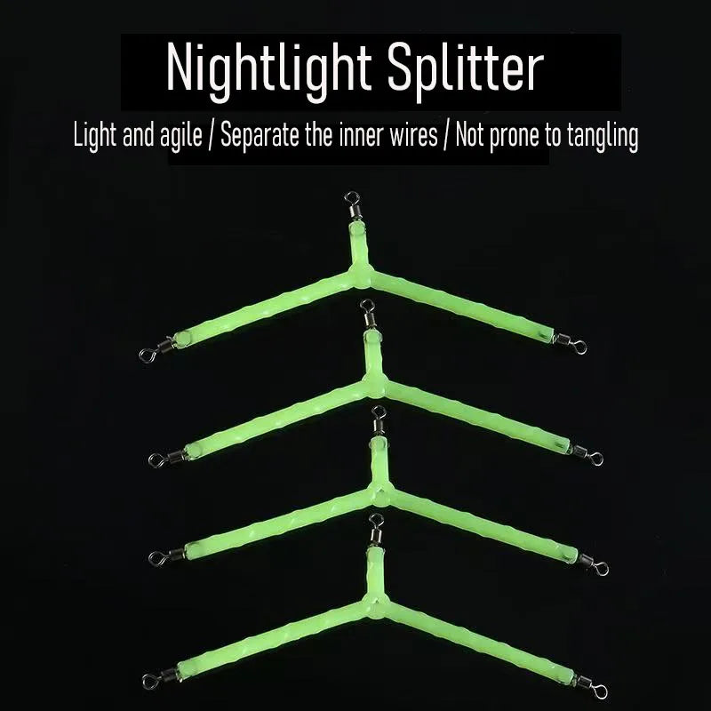 Luminous Stainless Steel Splitter, Line Divider, Hook Separator, Balance Accessory for Sea Fishing, Boat Fishing, White Bait Fishing Gear Quake