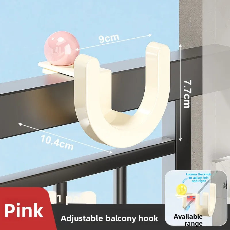 1pc Adjustable Outdoor Electric Tricycle Hook No Drilling Required Balcony Anti-theft Window Dormitory Bedside Clothes Hook Quake