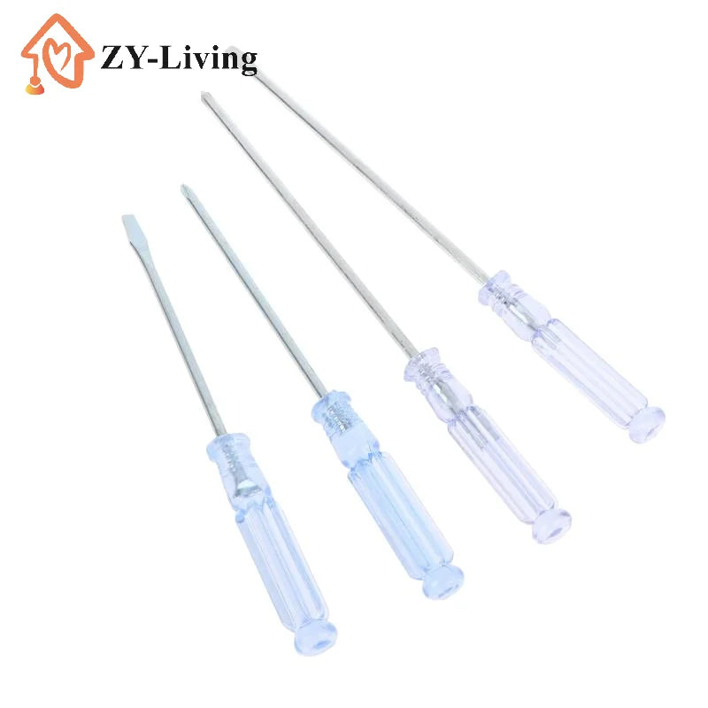 4Pcs/set Transparent Blue Handle Screwdriver Slotted Cross Manual Screw Driver Household Maintenance Repair Hand Tool Kit Quake