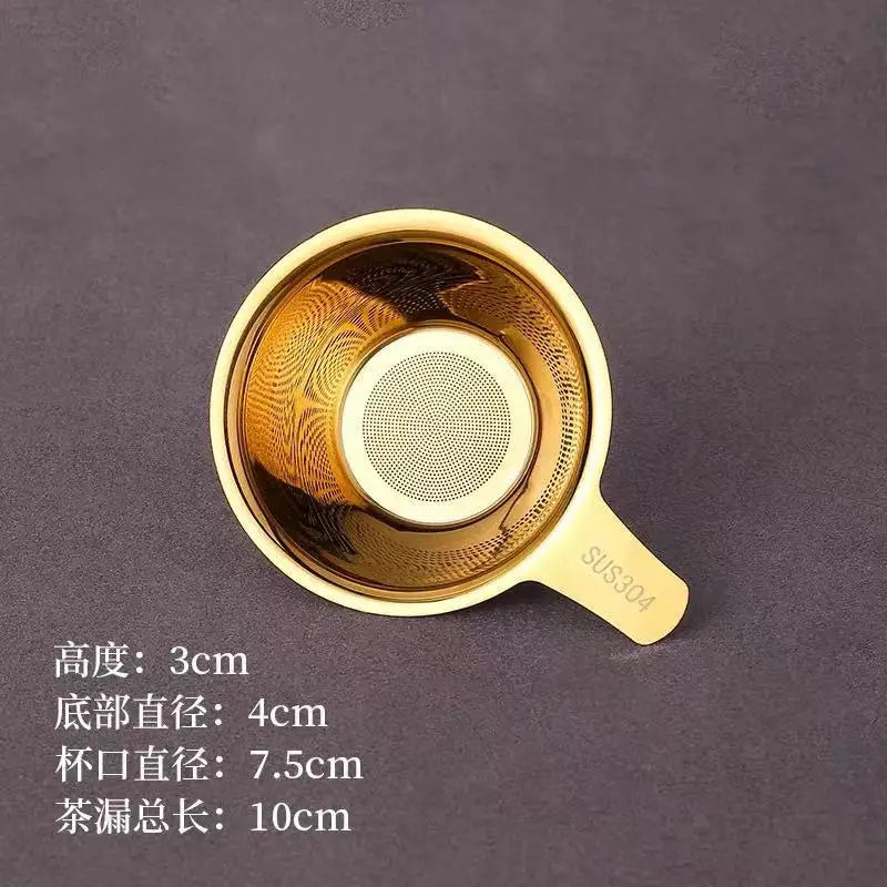 Tea drain 304 stainless steel tea filter tea filter high-end tea filter tea set accessories tea filter Quake Gold