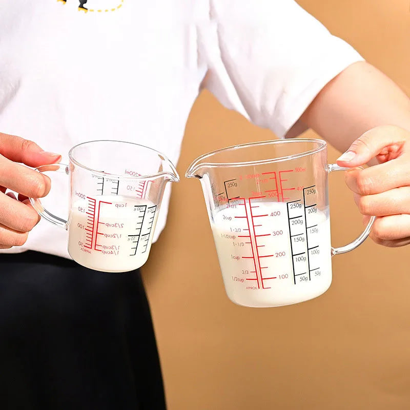YWDL Heat-Resistant Glass Measuring Cup with Handle Breakfast Milk Cup Microwave Safe for Kitchen Baking Quake