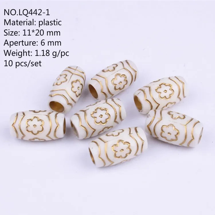 10pcs Hair Beads Rings Beads Braiding Hair Clips for Women Girls Cuffs Tubes Charms Dreadlock Hair Styling Tools Accessories Quake 10pcs white
