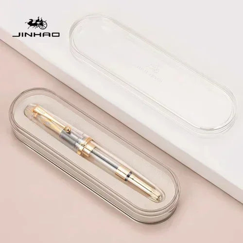 JinHao 9019 Dadao Fountain Pen Acrylic Transparent Spin Pen 40MM Nib Spin Elegante Signature Stationery Ink Pen Quake 9019-3(NOT BOX) EF (Approx 0.38mm)
