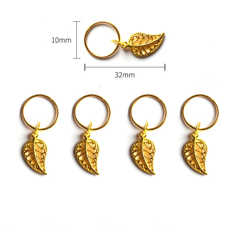 5/10 Pcs Hair Braids Leaves Beads Women Silver Gold Color Hip-hop Hair Rings Braid Bead Hair Headband Braiders Accessories Quake 5pcs 7