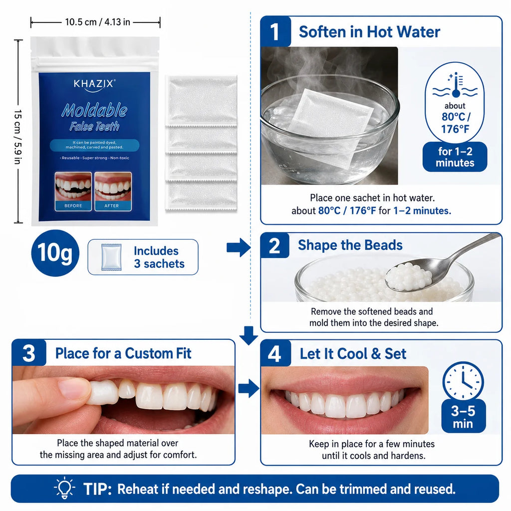 10g Temporary Teeth Beads DIY Cosmetic Smile Fix Moldable White Beads Easy to Shape for Natural-Looking Teeth Quake