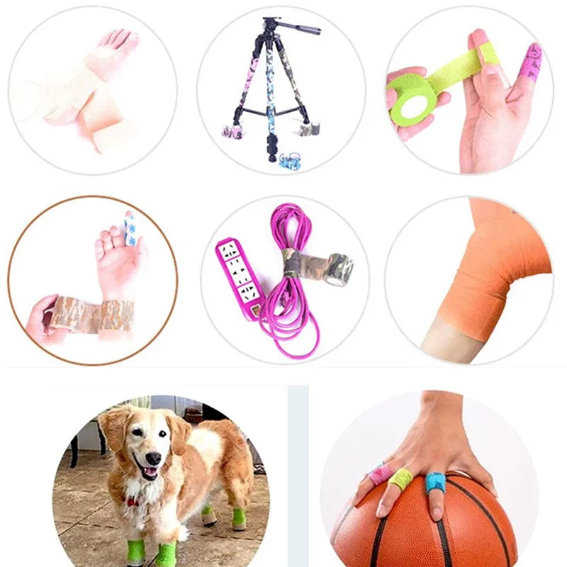 1 Pc Self Adhesive Elastic Bandage Protection Finger for Writing First Aid Kit Colorful Tape New Tattoo Accessories 2.5cm X 4.5m Quake