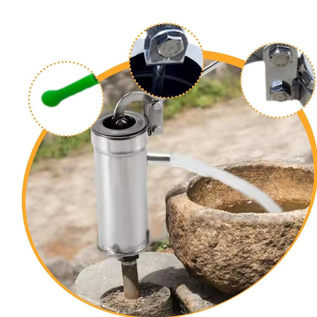 Ergonomic Stainless Steel Water Pump Manual Pitcher Pump Deep Well Accessory for Yard Farm Irrigation Needs Quake Default Title