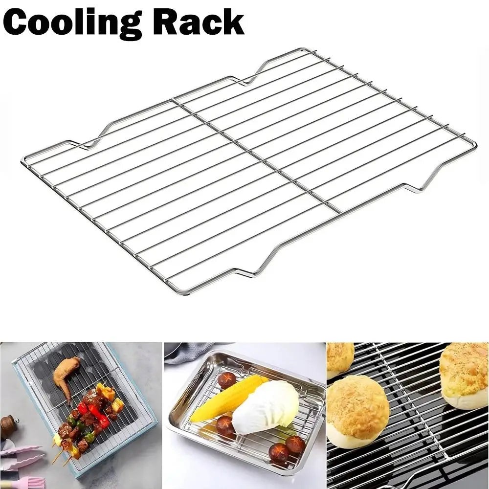 New Stainless Steel Cooling Rack Non-stick Silver Baking Tray Grill Plate Quake