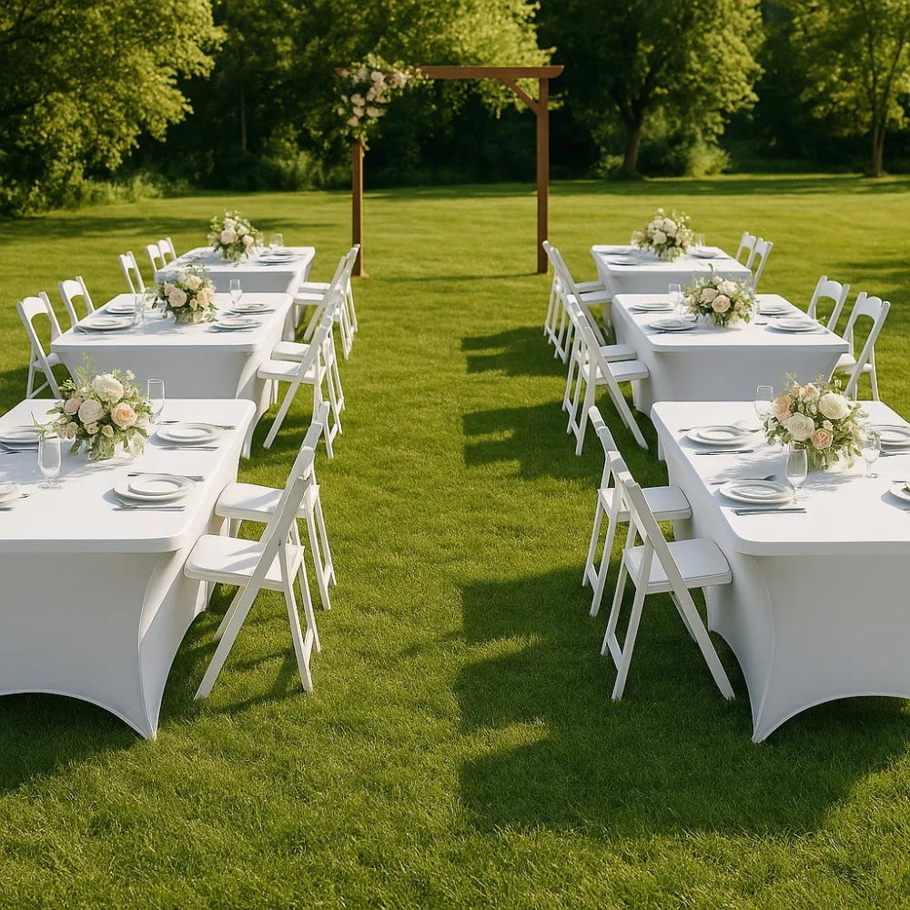 Black 4/6/8FT High Stretch Tablecloth Universal Washable Bed Cover Elastic Birthday Table Cover Outdoor Event Quake