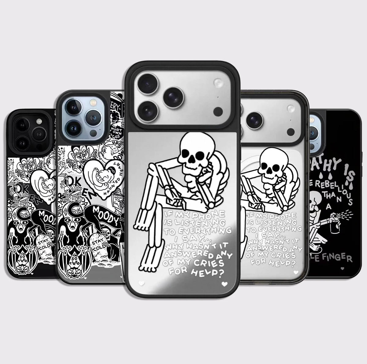 Stay Cold Skeleton Pattern Mirror Surface Magnetic Phone Case Cover for IPhone 13 14 15 16 17 18 Pro Max Case Quake