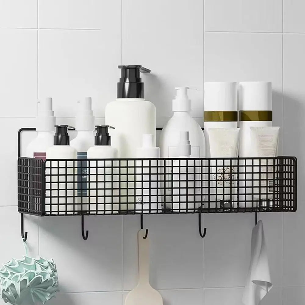 1Pcs Suspension Type Bathroom Storage Grid Shelf Wall Mount Kitchen Bathroom Accessories Bathroom Organizer Quake