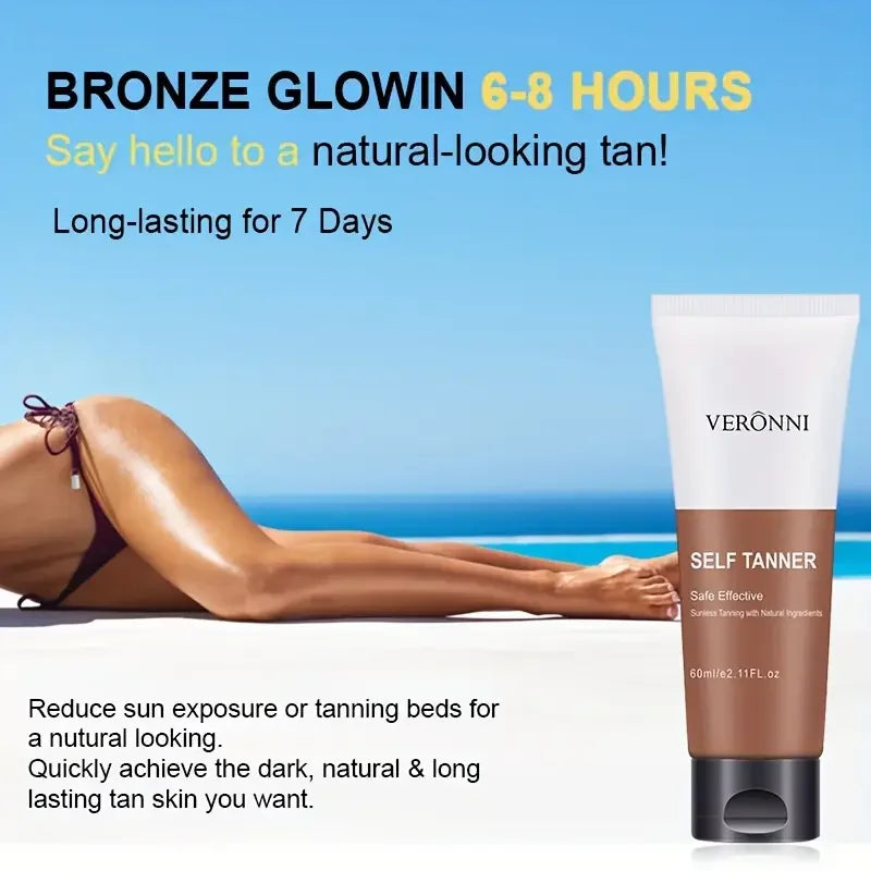 VERONNI Natural Body Tanning Cream Set with Application Glove - Quick Dry, Streak Free,Natural Tanning Lotion Body Care Products Quake