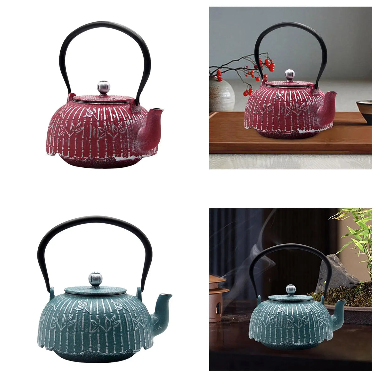 Cast Iron Teapot 40.5 oz Tea Maker Kettle for Tea House Household Outdoor Quake