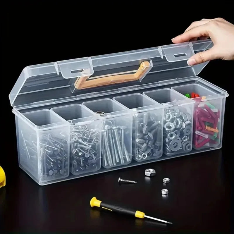 Home Hardware Parts Storage Box Transparent Divider Design Screw Accessory Sorting Portable Small Component Tool Container Quake