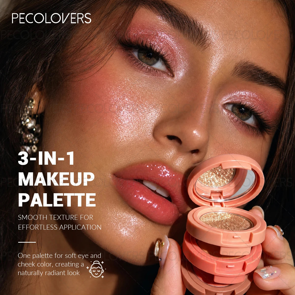 Multi Layer Powder Blusher, Powder Blusher Highlight, Brighten Face, Waterproof and Durable, Multi-functional Cosmetics Quake