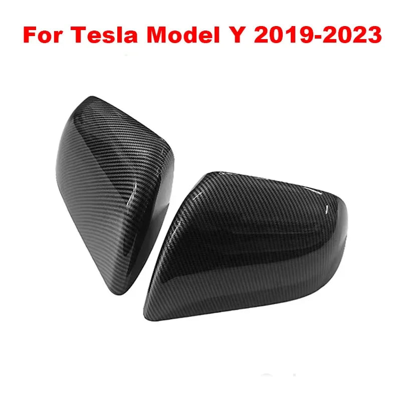 For Tesla Model 3 Y 2017-2023 Car Sticker Rearview Side Mirror Cover Wing Cap Exterior Door Rear View Case Trim Carbon Fiber ABS Quake For Model Y
