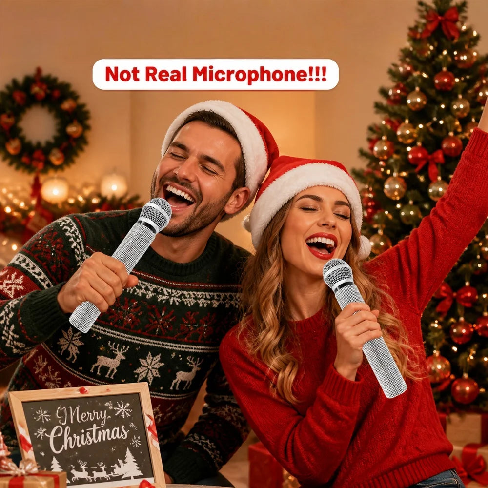 Rhinestone Simulation Microphone Props Colorful Plastic Fake Micriphone Decoration Ornaments For Cosplay Home Bar Party Favors Quake