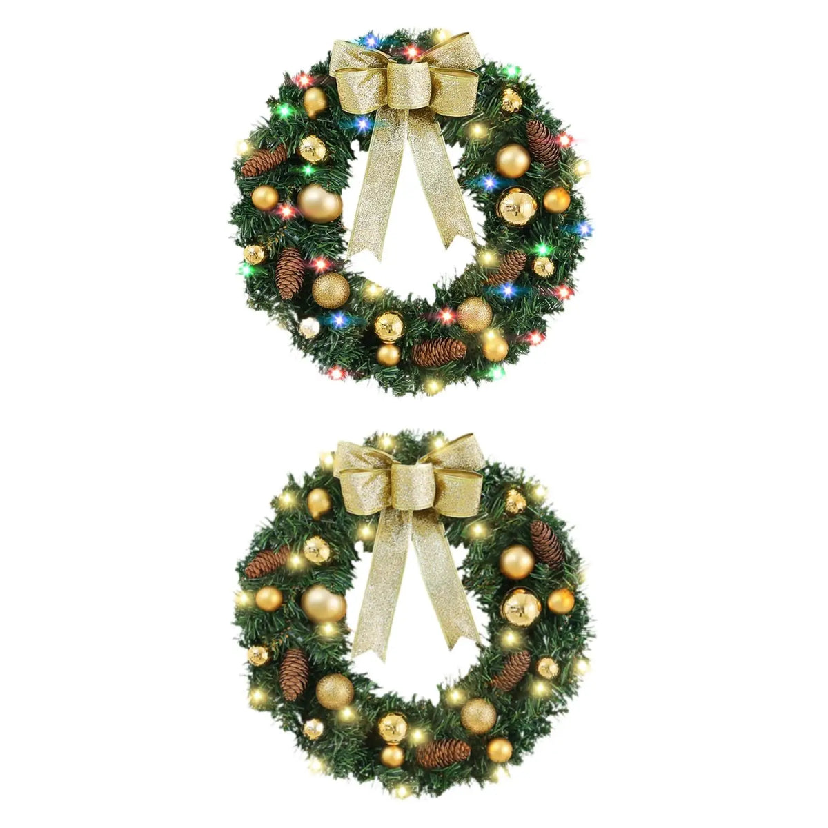 Battery Light Christmas Wreath Artificial PVC 60cm Door Hanging Garland Decorative Wreath for Entry Wall and Fireplace Quake