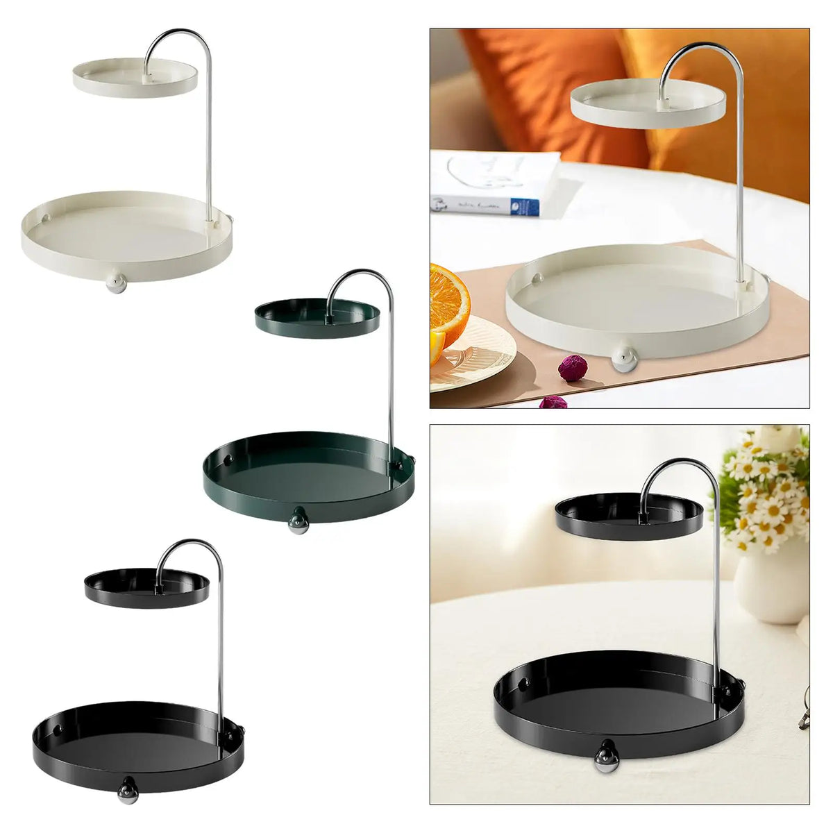 2 Tier Storage Rack, Bathroom Tray Holder, Rotatable Pantry Organization for Bedroom, Shower Dresser Bathroom Quake