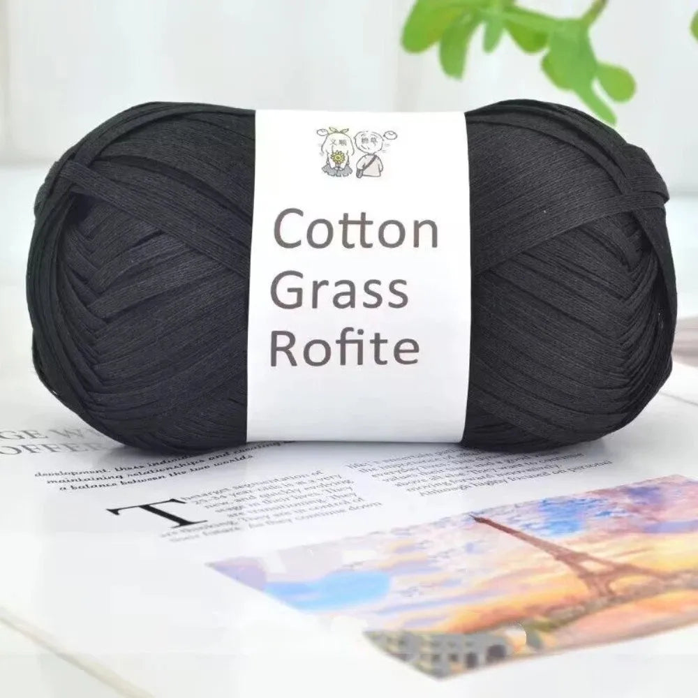 New Multicolour Rafia Yarn DIY Hand-Knitted Crocheting Paper Threads Gift Wrapping Rope Knitting Quake Black
