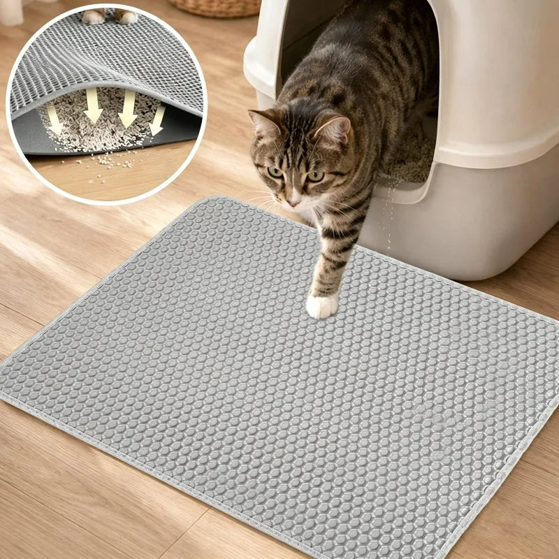 Non-slip Pet Cat Litter Mat Waterproof Double Layer Cat Litter Trapping Soft Odorless Pet Litter Box Mat Clean Pad Pet Products Quake