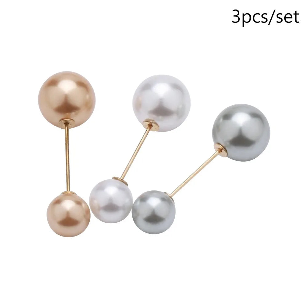 3/6/8PCS Double Head Pin Pearl Brooch Adjustable Collar Clip Non-Slip Safety Pins DIY Sewing Multi-Purpose Brooches Quake Style 8