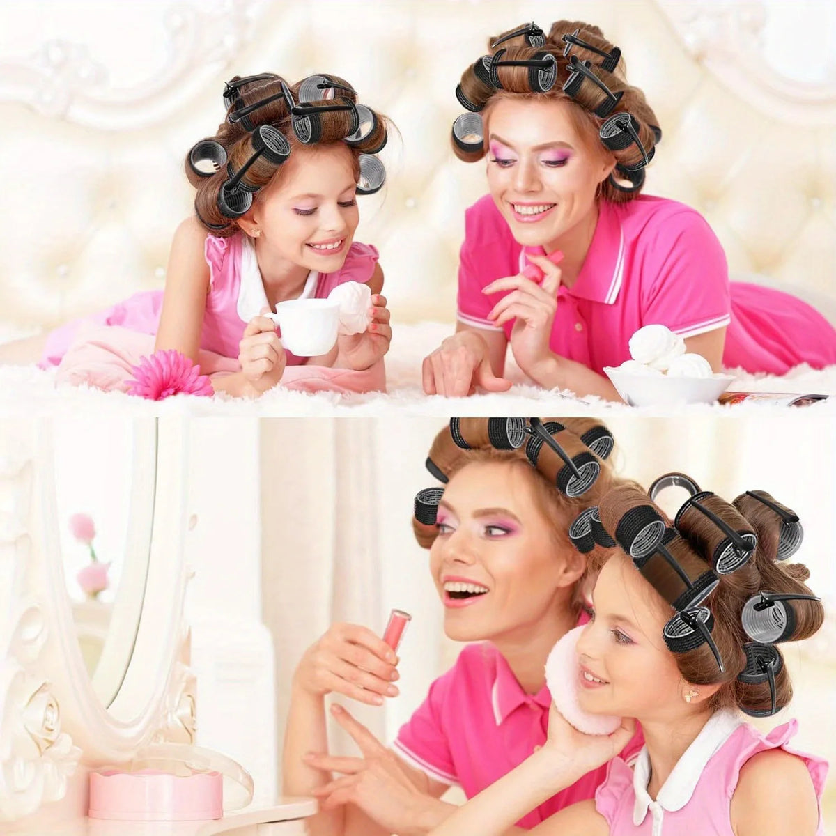 Plastic Hair Rollers Set Self-adhesive Hair Curlers 12pcs Heatless Rollers 12pcs Clips Salon Pro Curlers Hair Styling Tools New Quake
