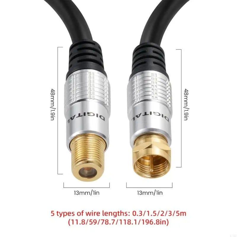 Coaxial Satellite Antennas Cable RG59U, F Female to TV9.5 Male Cable for Cable Box, Receiver, and DVR Setup K1KF Quake