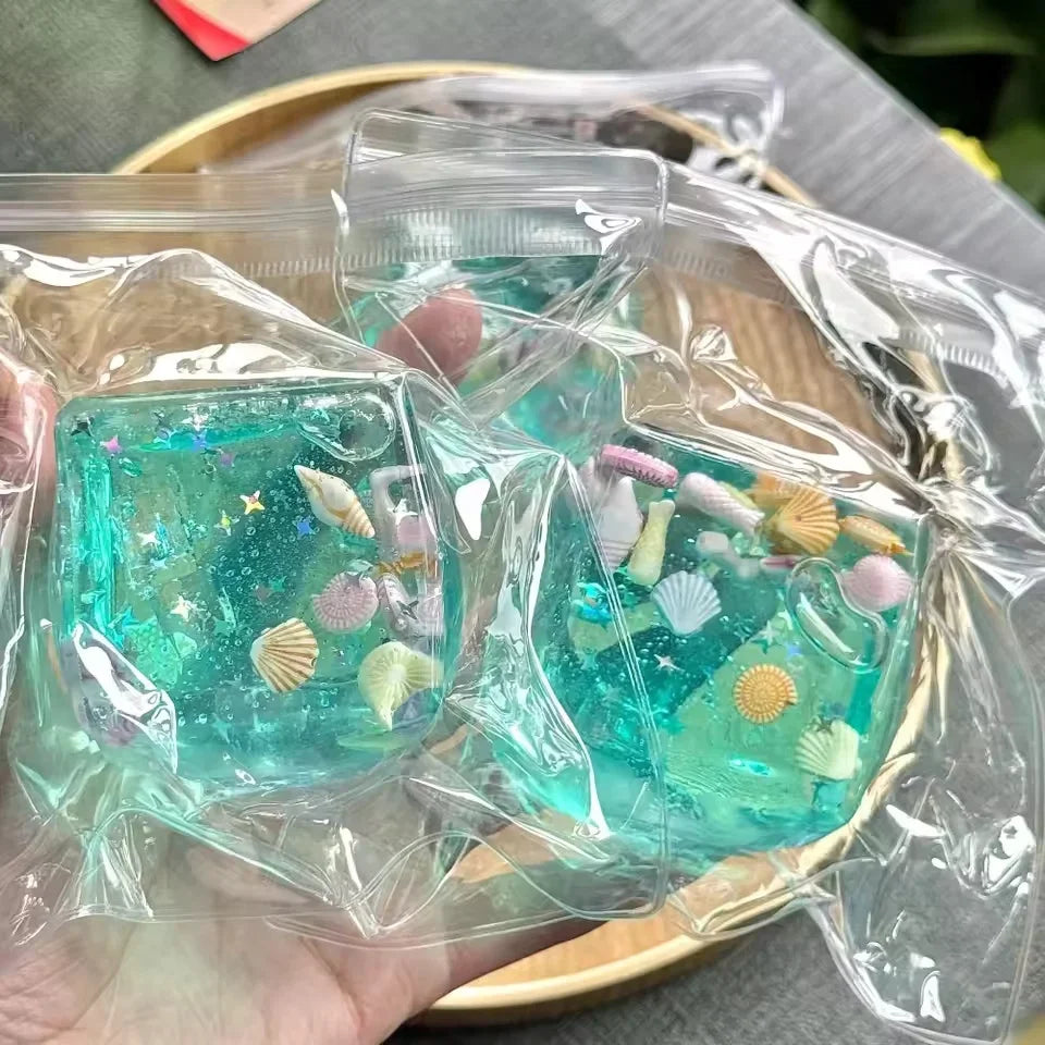 Squishy Maltose Cubes Fidget Toy Super Soft Transparent Star Squeeze Toy Ocean Sensory Anti-stress Toy for Friend Christmas Gift Quake 1pc A