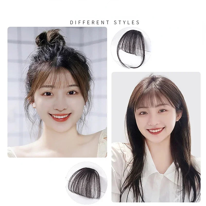 Korean Fake Air Bangs Hair Clip-In Extension Synthetic Fake Fringe Natural False Hairpiece for Women Girls Hair Clip in Bangs Quake