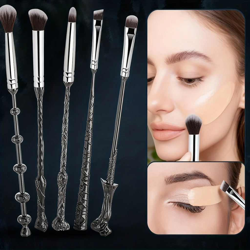 1 set of 5-piece makeup brush set, women's makeup brush set 5PCS, best gift, eye shadow eyeliner pen mixed lip bronze metal make Quake