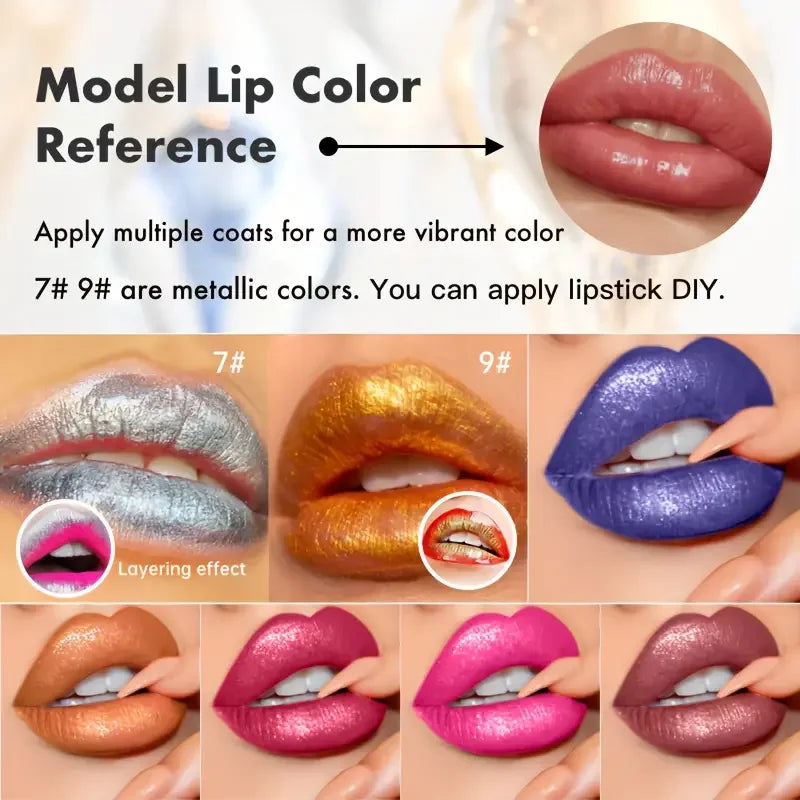 10 Colour Diamond Shimmer Lip Gloss Set,Glitter Shimmer Makeup Long Lasting lipsticks Makeup, Smudge Proof Lip Glaze Valentine's Quake