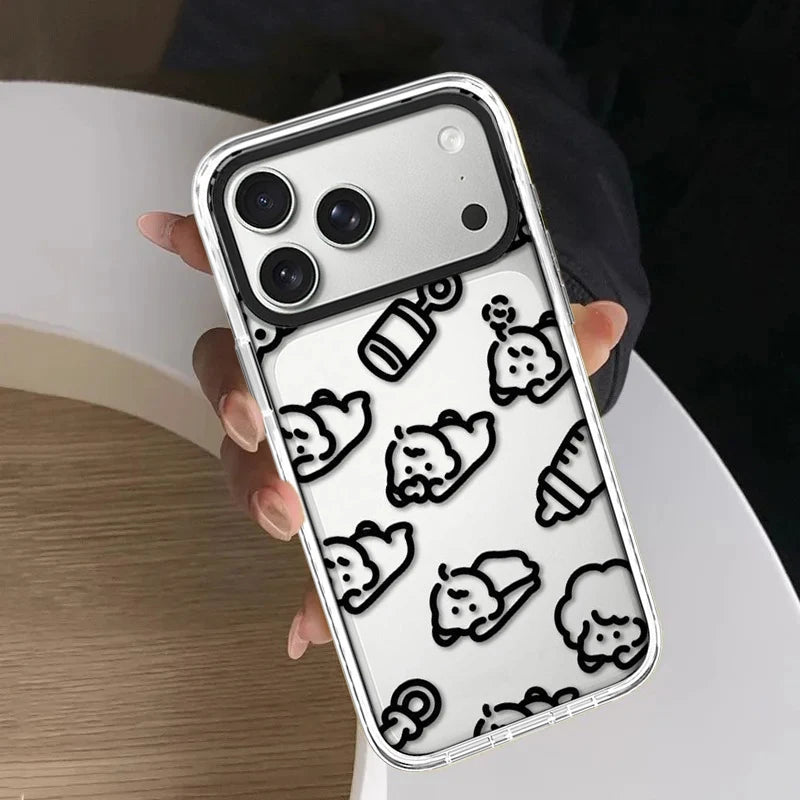 6090673 White Border Magnetic Phone Case Cover for IPhone 13 14 15 16 17 18 Pro Max Case Quake
