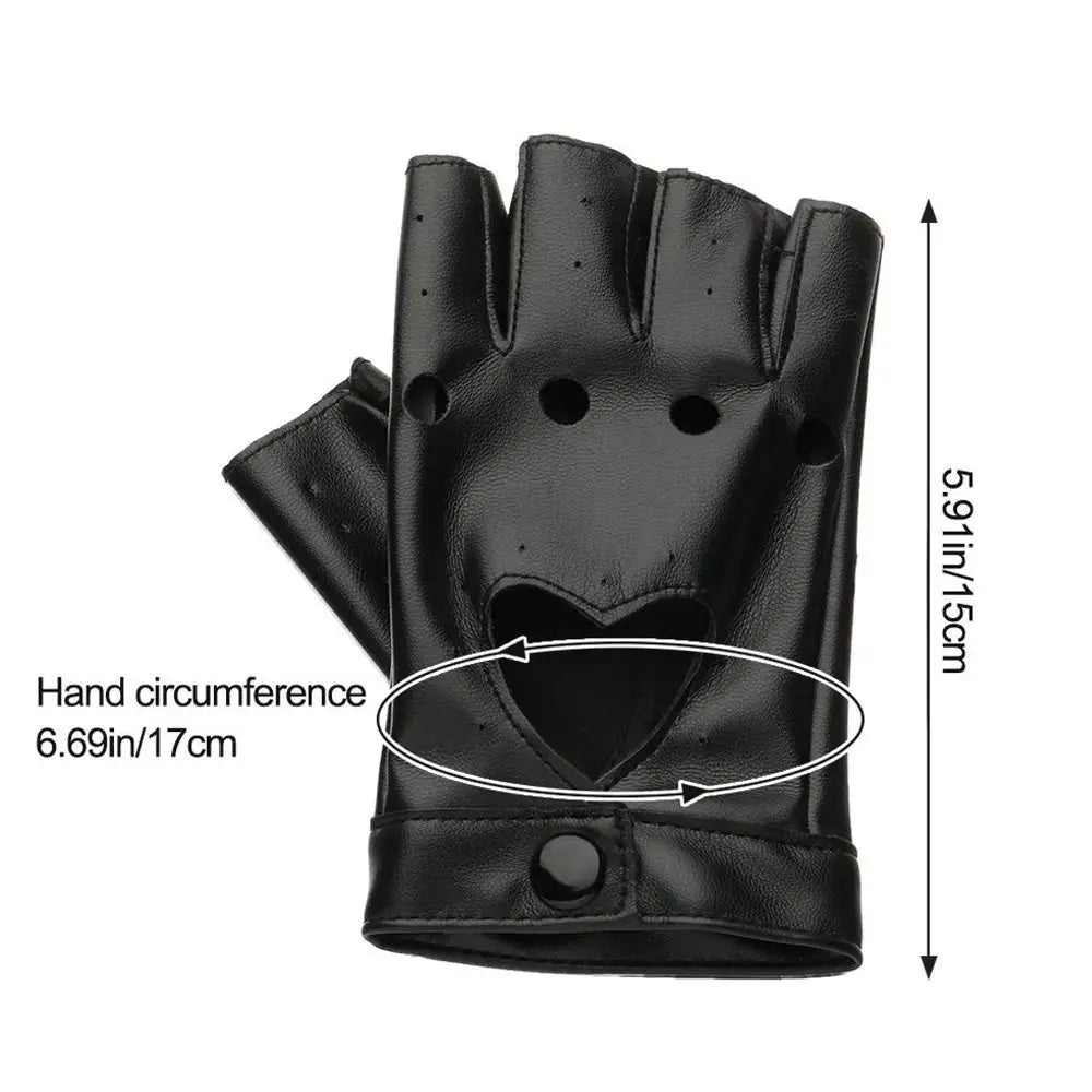 New Fashion PU Leather Fingerless Dance Glove Gothic lolita Jazz Style Driving Dress Performance Mittens Quake