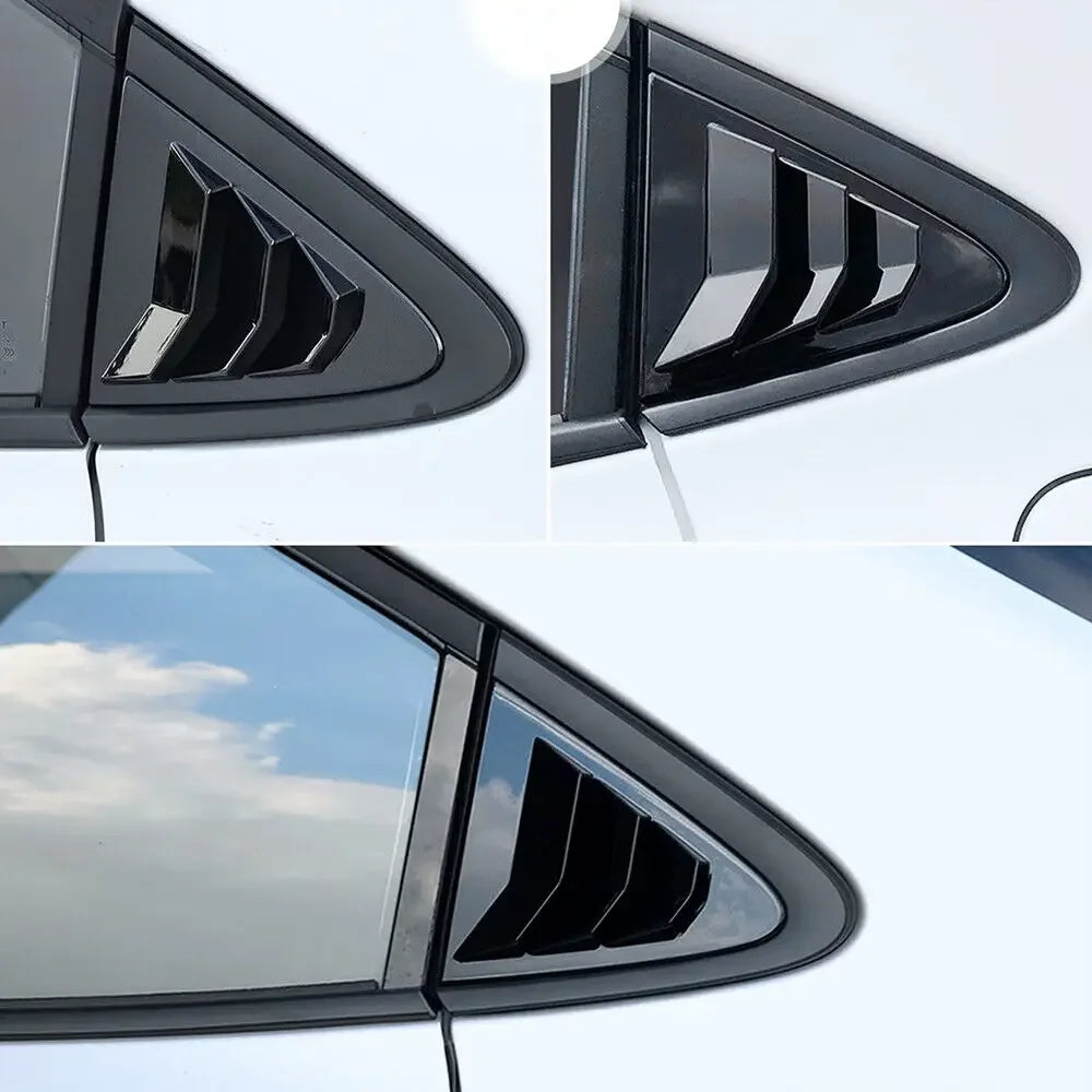 For Toyota Corolla Sedan 2019-2023 Car Rear Louver Window Side Shutter Cover Trim Sticker Vent Scoop ABS Carbon Fiber Black Quake