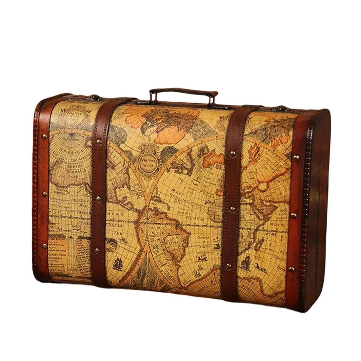 Vintage Suitcase with Handle Suitcases Photo Props Wooden Trunk Decorative Box Suitcase Wood Chest for Shop Window Shop Bedroom Quake