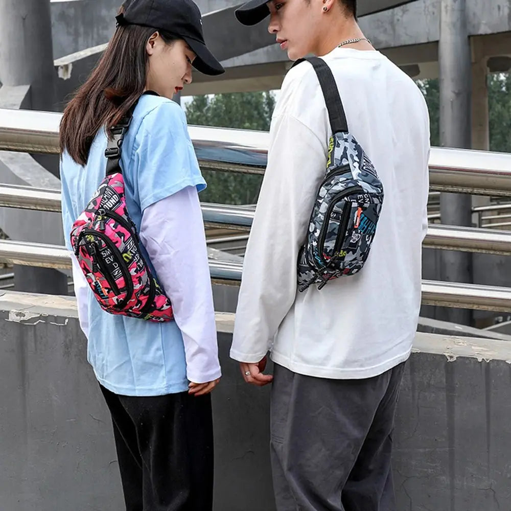 Women Men Breast Package Waterproof Outdoor Sports Bag Canvas Pouch Waist Bag Fanny Pouch Crossbody Male Banana Bag Quake