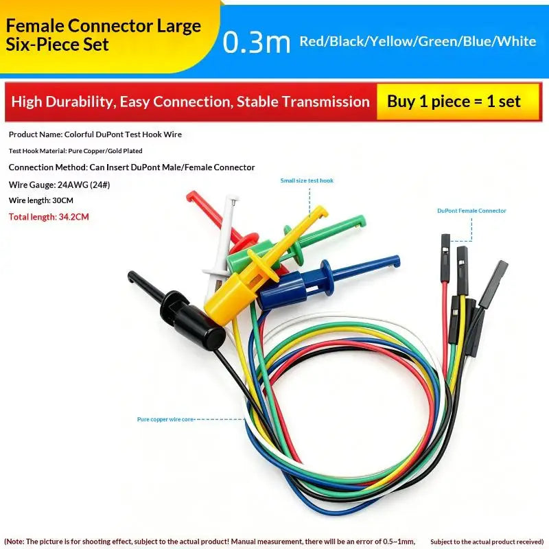 1Pcs Electrical Test Hooks With Male Female Connector Wire Transistor Tester Probe Clip For Multimeter Instrumentation Quake H