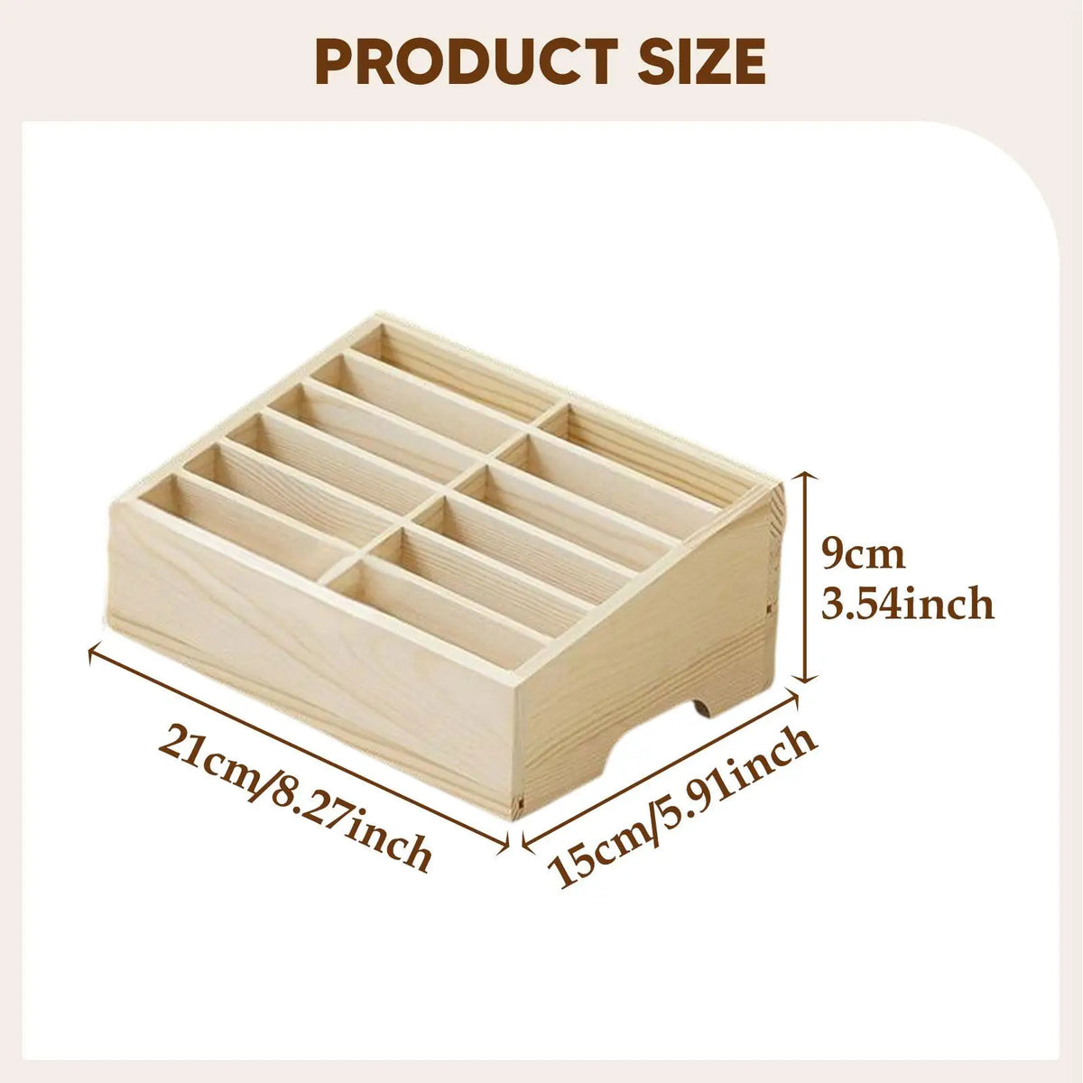 Wooden Cell Phone Holder Storage Box Compact Desktop Container for School Supplies and Repair Shop Convenience Quake